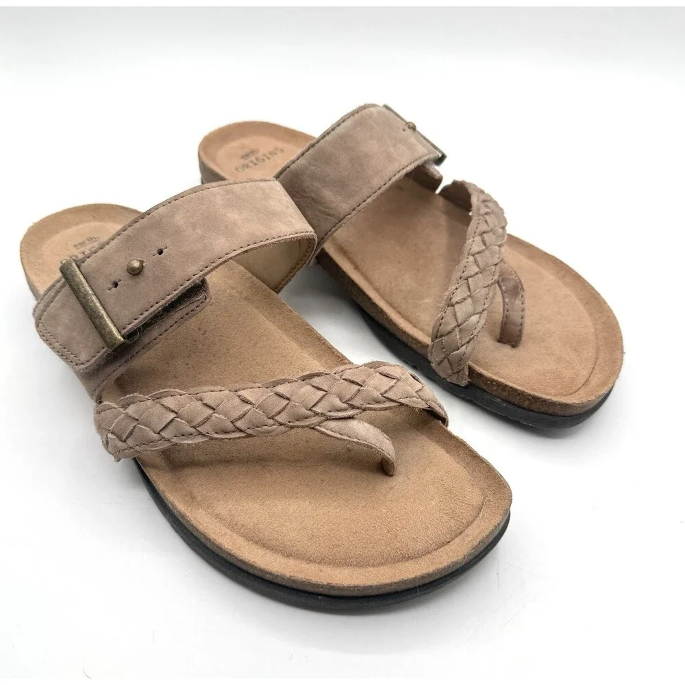 EARTH ORIGINS Onida Braided Toe-Post Leather Sandals Women Sz 10 W US